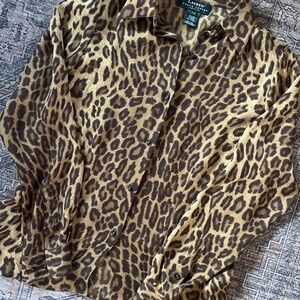 Ralph Lauren Silk Leopard print blouse Sz PS